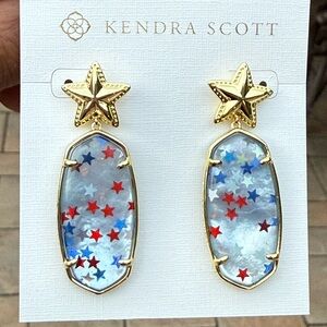 NWT- Kendra Scott Elle Star Drop Earrings in Red White & Blue Illusion